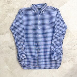 Ralph Lauren Blue Plaid Button Down Shirt Men’s Medium Long Sleeve Pony Logo